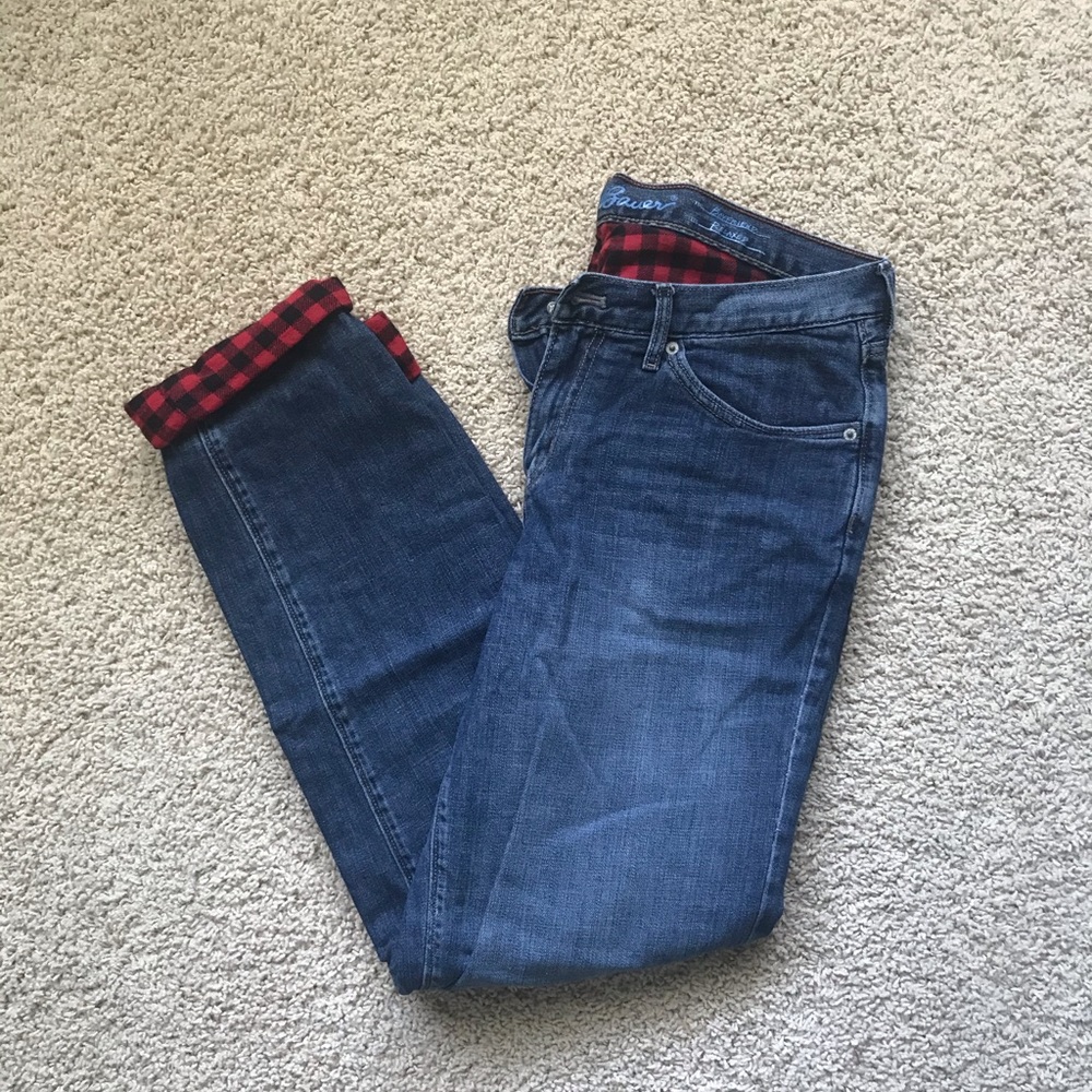 Flannel lined boyfriend jeans